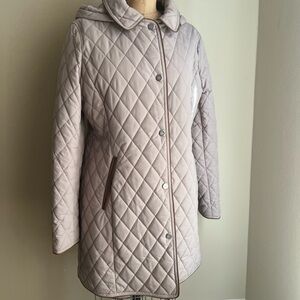 Lauren Ralph Lauren Women's Quilted Utility Jacket in Soft Beige with hood